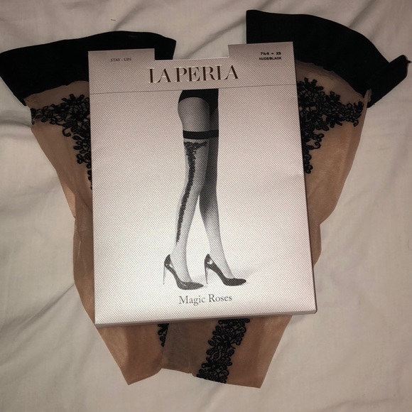 IN STORE ONLY- BLACK & NUDE STOCKINGS - Picture 3 of 3